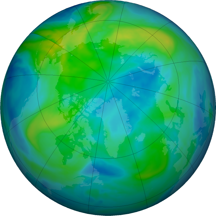 Arctic ozone map for 24 October 2020
